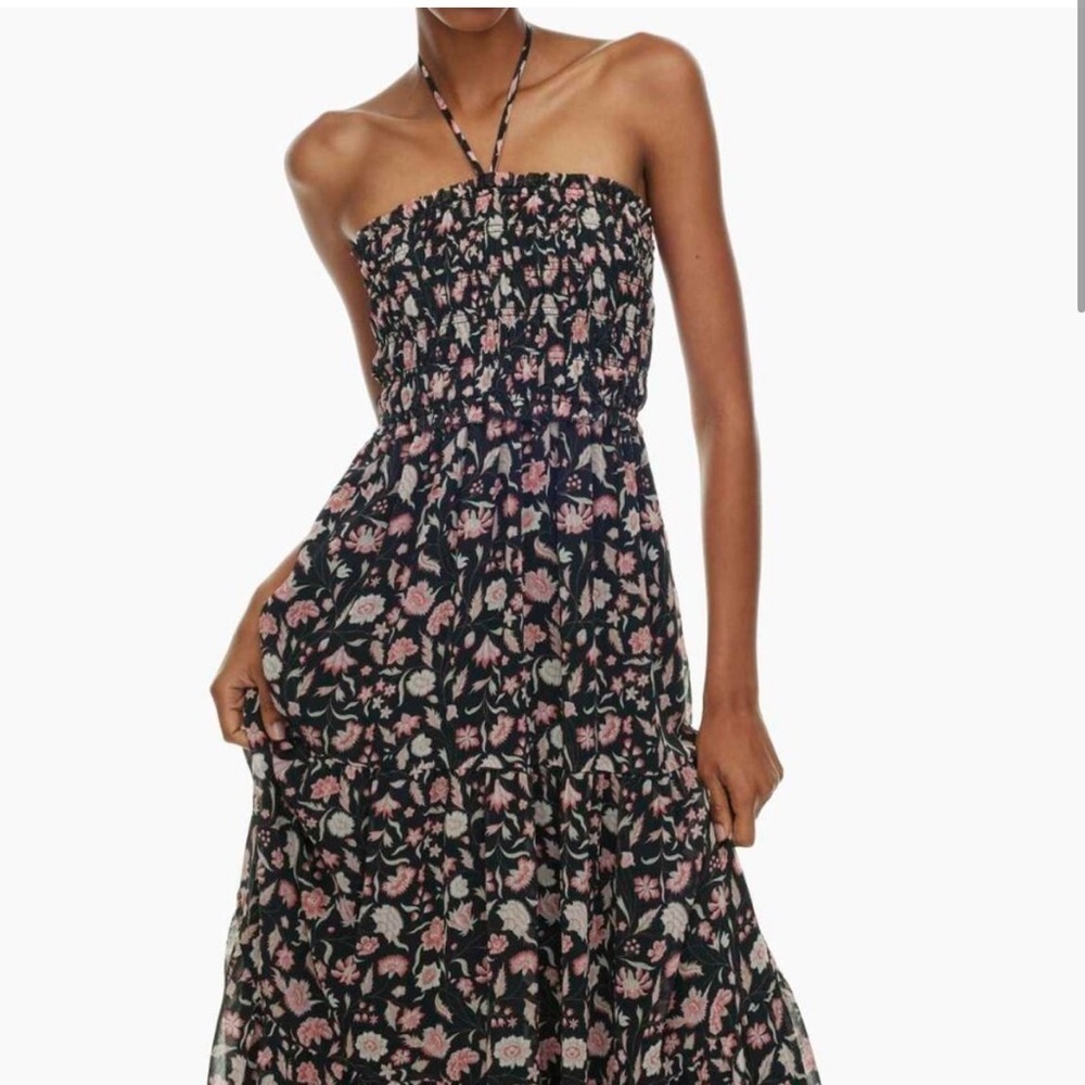Aritzia Little Moon Sanibel Black Floral Maxi Dress Size S - Picture 2 of 10
